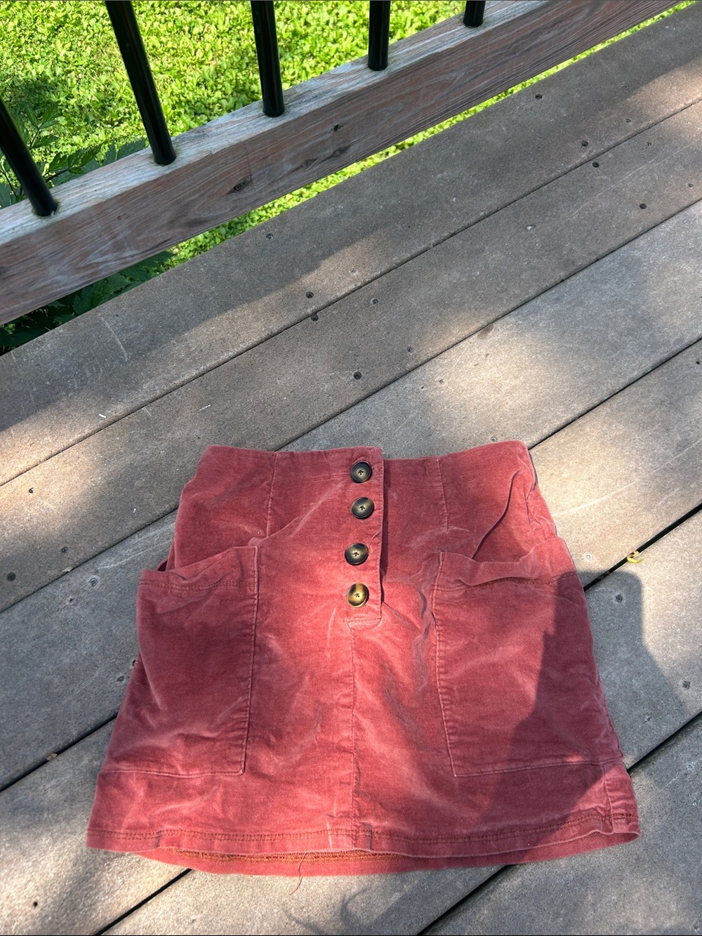 BDG Urban Outfitters Button-Front Corduroy Mini Skirt in Dusty Rose